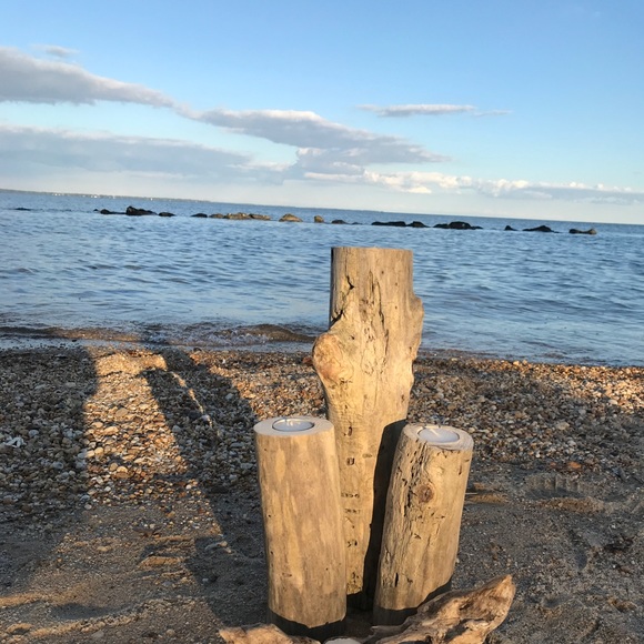 Extra Large Driftwood Candles set of 3 Tea Lights - Picture 2 of 13